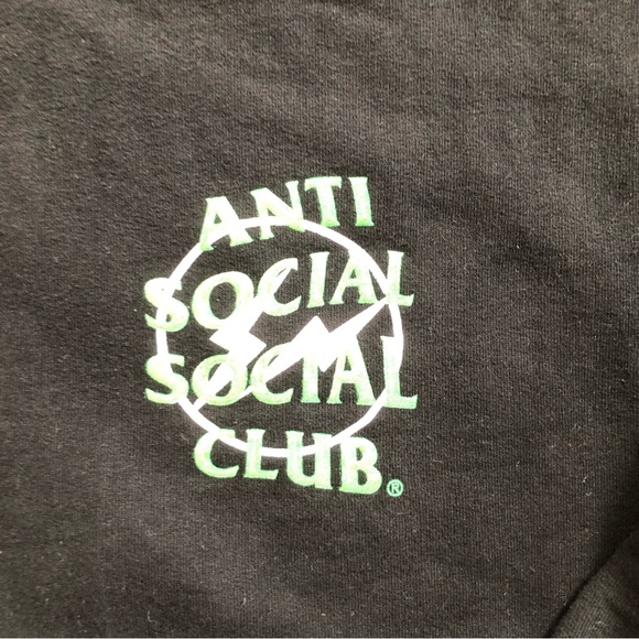 Anti Social Social Club x Fragment Whit Bolt Black Hoodie Sweatshirt Size Medium - Picture 3 of 9